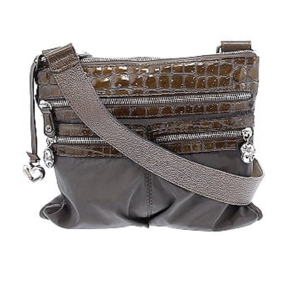 BRIGHTON Brown Leather and Nylon Crossbody Bag and Dustbag - Picture 2 of 13